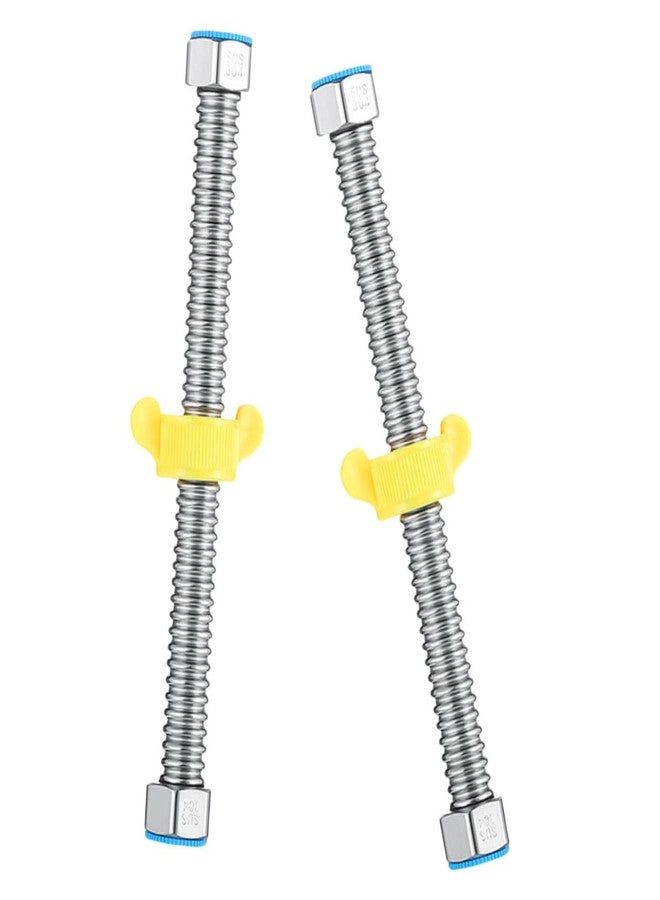 KONTONTY 2 قطعة من خرطوم سخان المياه المموج المرن المصنوع من الفولاذ المقاوم للصدأ خط إمداد خرطوم مياه شديد التحمل لإمداد المياه والاتصال بشكل موثوق - Image 1