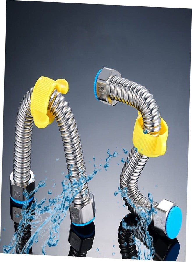 KONTONTY 2 قطعة من خرطوم سخان المياه المموج المرن المصنوع من الفولاذ المقاوم للصدأ خط إمداد خرطوم مياه شديد التحمل لإمداد المياه والاتصال بشكل موثوق - Image 5