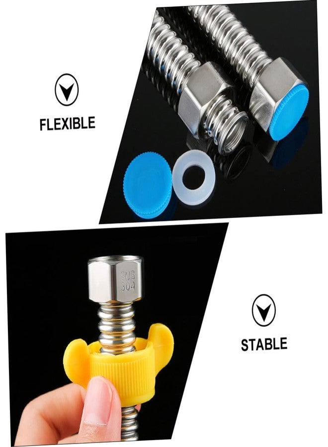 KONTONTY 2 قطعة من خرطوم سخان المياه المموج المرن المصنوع من الفولاذ المقاوم للصدأ خط إمداد خرطوم مياه شديد التحمل لإمداد المياه والاتصال بشكل موثوق - Image 4