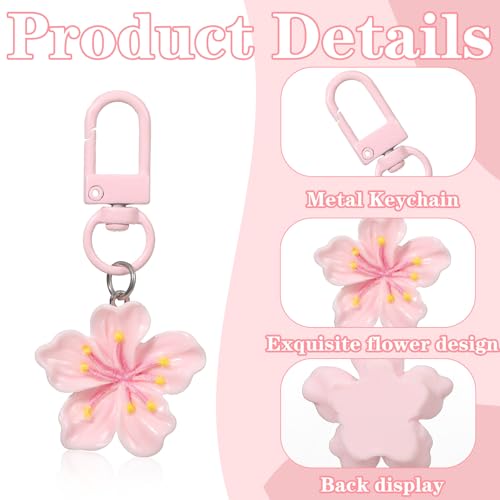 Aysatogc 10Pcs Tiny Resin Flower Keychain Bulk, Cherry Blossom Enamel Pendant Keychain Cute Handbag Key Chain Aesthetic Keychains Charms Women's Handbags and Backpack Accessories 5 Color - Image 2