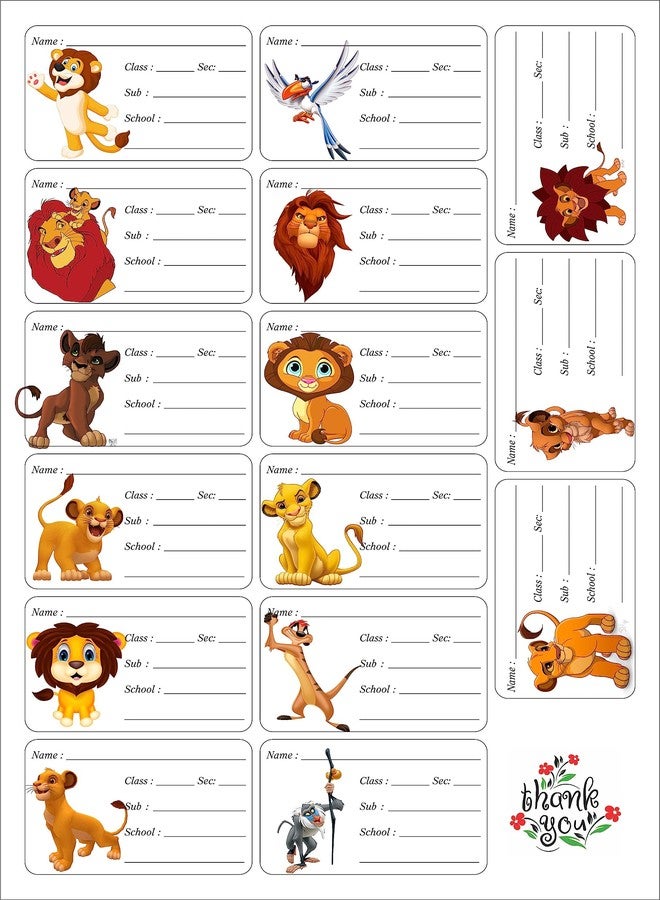 SRIS SIMBACRTN Multicoloured Rectangular Sticker Student Book Sticker Name Slip for School Books 30 Labels Pack of 2 - Image 1