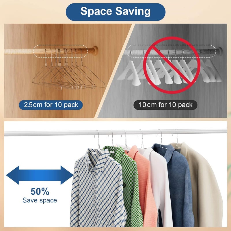 SPECILITE Wire Metal Clothes Hangers Bulk 100 Pack with Groove, 16.7 Inch, 12 Gauge Ultra Thin, Non Slip, for Standard Size Suits, Shirts, Pants, Skirts, Chrome - Image 5