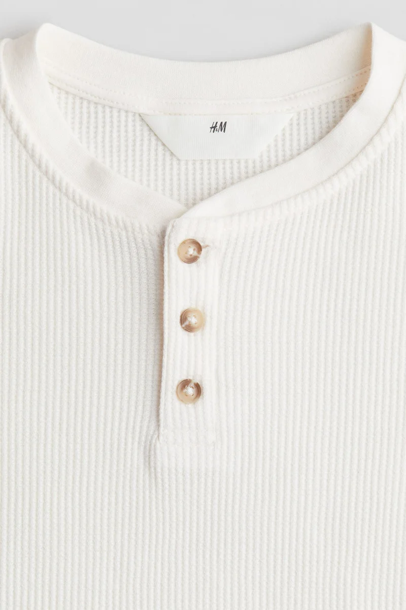 اتش اند ام Waffled Jersey Henley Top