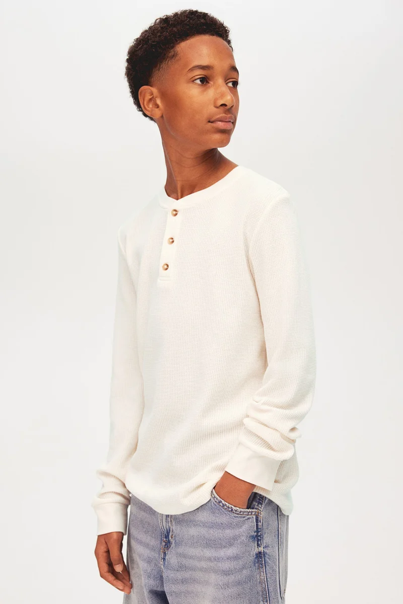 H&M Waffled Jersey Henley Top