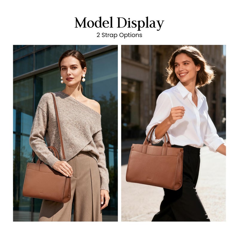 befen Genuine Leater Tote Bag, Medium Satchel Bags for Women with Top-handle, Womens Purses and Handbags Shoulder Crossbody Designer Satchel Handbags with Zipper Crossbody Strap, Brown - Image 2
