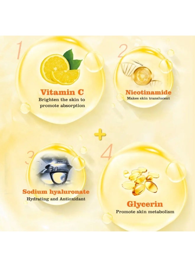 Disaar 10Pcs Vitamin C Whitening Face Mask Hyaluronic Acid Multi Function Essence Anti Aging Repair Nourishment Rejuvenating Cleansing Essence Vitamin C Face Mask Face Whitening Glutathione Face Mask - Image 3