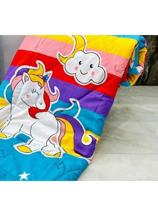 ZurZac ZurZac Unicorn Comforter 60 x 90 Inch Glace Cotton Kids Single Bed 220 TC Reversible Comforter AC Blanket for Winter Set Cute Kids Teen Girls Cute Cartoon Unicorn Lightweight Comforter  - Image 2