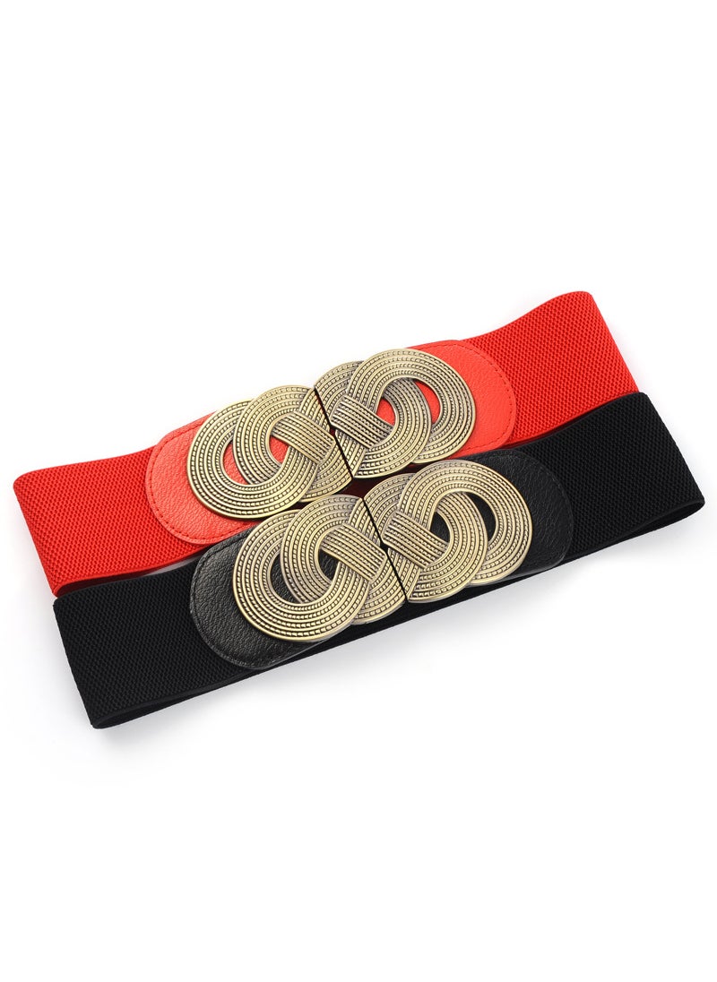 Generic - Womens Korean-style Decorative Elastic Wide Belt Womens Elastic Ultra-wide Simple All-match Womens Waist Elastic Belt Wholesale CAMEL - Image 1