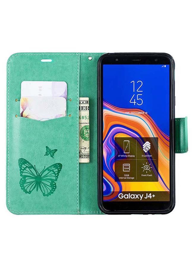 NIBEMINENT Flip Case Cover For Samsung Galaxy J4 Plus Green  - Image 3