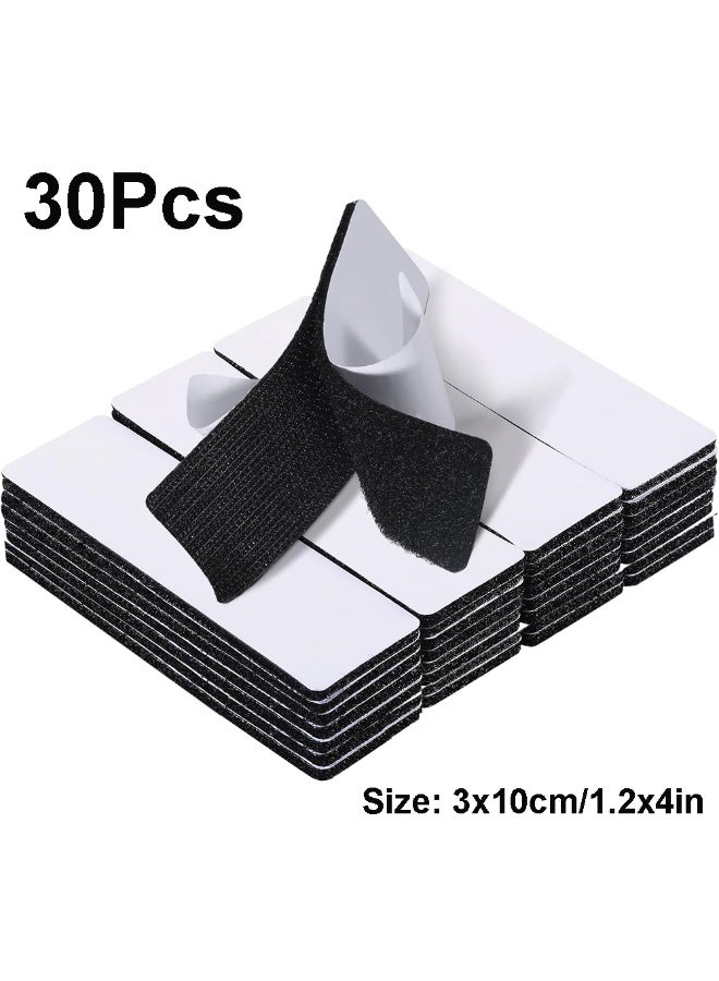 30Pcs Hook and Loop Tape Strips with Adhesive, 3x10cm/1.2x4in Heavy Duty Nylon Velcro Strap for Sewing and Crafting, Heavy Duty Double Sided Interlocking Adhesive Tape - Image 1