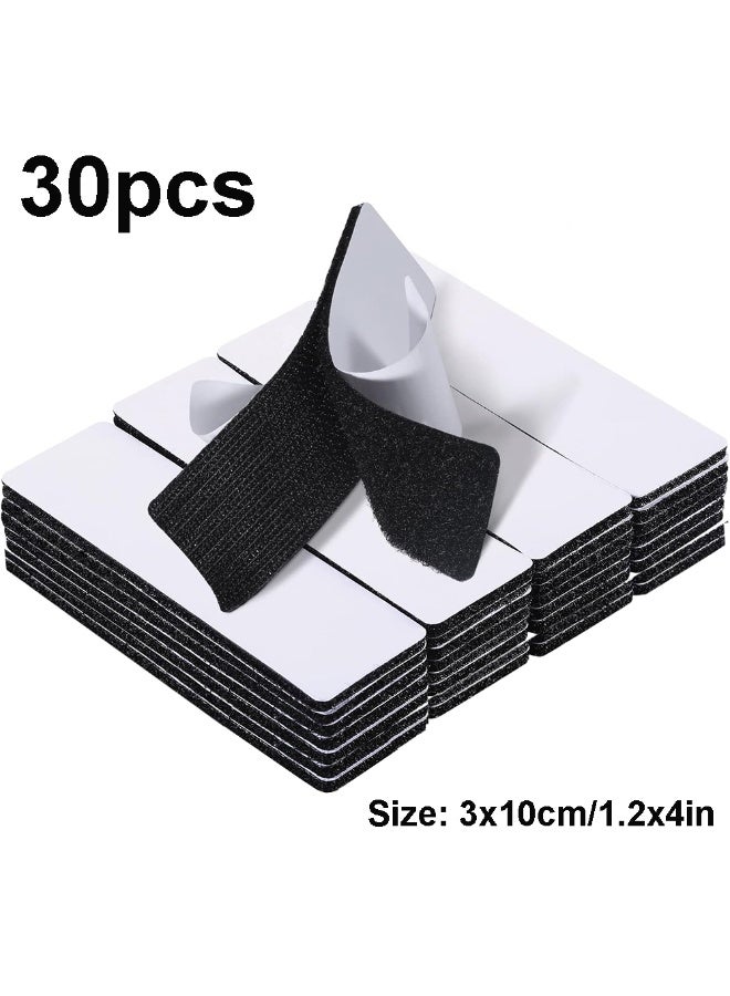 30pcs Hook and Loop Tape Strips with Adhesive, 3x10cm/1.2x4in Magnetic Tape Heavy Duty Double-sided Velcro Strap for Sewing and Crafting - Image 1
