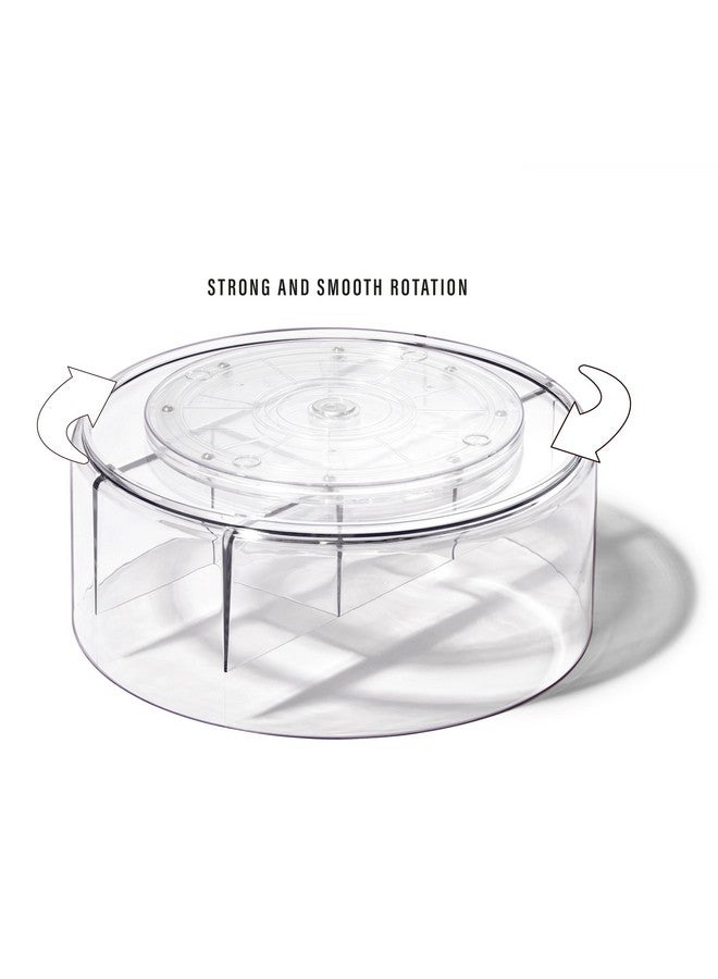 BINO BINO Plastic Round Turntable Organizer with 5 Compartments - Clear | Spinning Divided Turntable Container | Rotating Organizer Storage for Bottle Condiments Fridge Kitchen Counter Pantry Bathroom  - Image 4