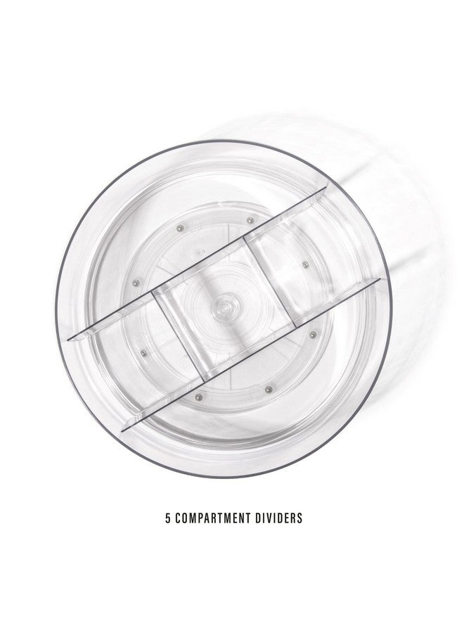 BINO BINO Plastic Round Turntable Organizer with 5 Compartments - Clear | Spinning Divided Turntable Container | Rotating Organizer Storage for Bottle Condiments Fridge Kitchen Counter Pantry Bathroom  - Image 3