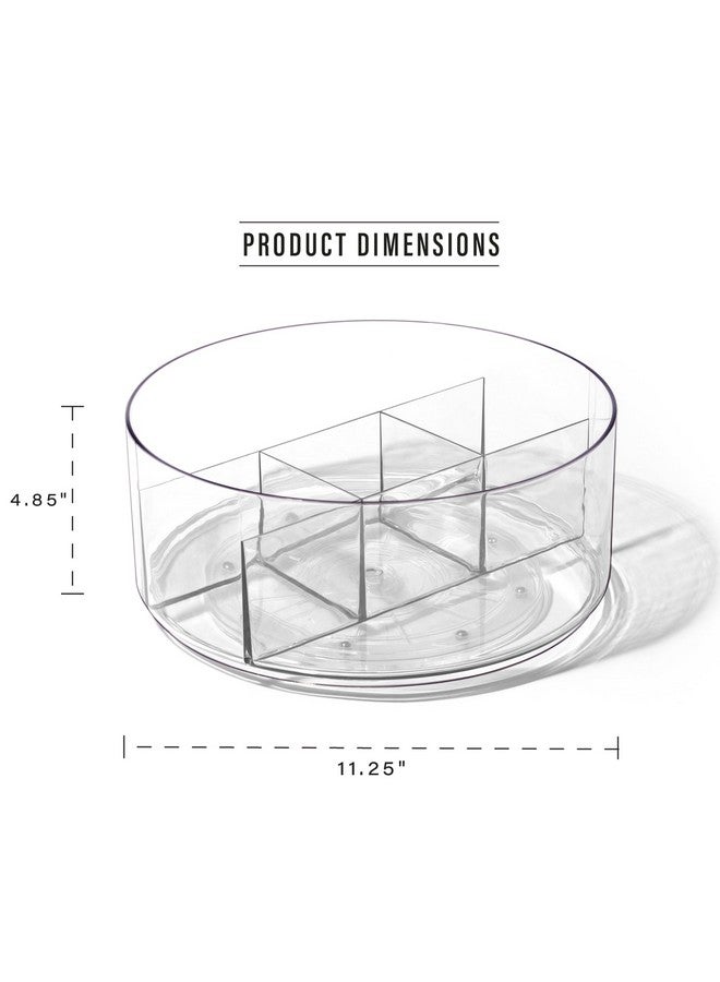 BINO BINO Plastic Round Turntable Organizer with 5 Compartments - Clear | Spinning Divided Turntable Container | Rotating Organizer Storage for Bottle Condiments Fridge Kitchen Counter Pantry Bathroom  - Image 2