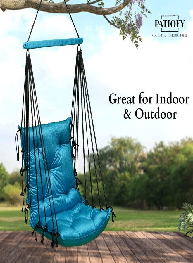 Patiofy Hammock Swing | Hanging Swing for Kids | Jhula | Suitable for Indoor and Outdoor | Weight Capacity 10-15 Kg | Portable | Age Group 8-15 Years (Blue) - Image 3