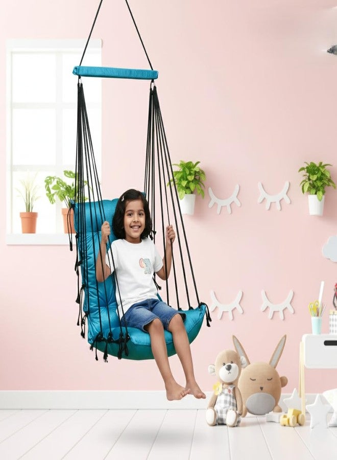 Patiofy Hammock Swing | Hanging Swing for Kids | Jhula | Suitable for Indoor and Outdoor | Weight Capacity 10-15 Kg | Portable | Age Group 8-15 Years (Blue) - Image 1