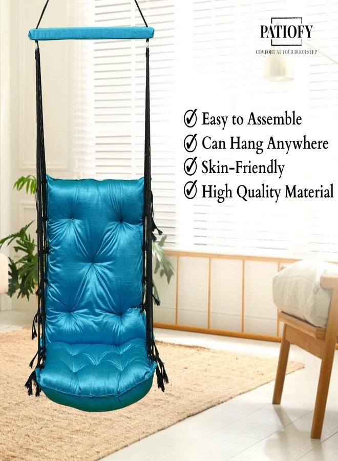 Patiofy Hammock Swing | Hanging Swing for Kids | Jhula | Suitable for Indoor and Outdoor | Weight Capacity 10-15 Kg | Portable | Age Group 8-15 Years (Blue) - Image 4