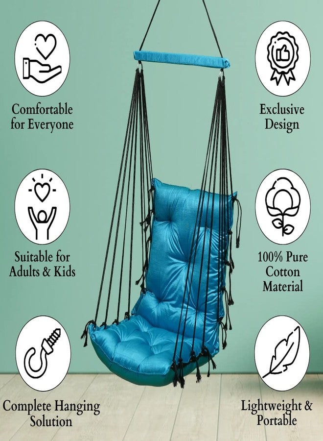 Patiofy Hammock Swing | Hanging Swing for Kids | Jhula | Suitable for Indoor and Outdoor | Weight Capacity 10-15 Kg | Portable | Age Group 8-15 Years (Blue) - Image 5