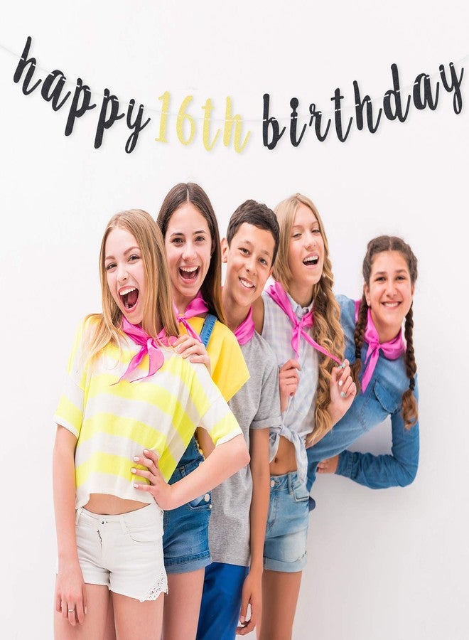 LINGTEER Happy 16th Birthday Party Decorations,16th Birthday Glitter Garland Banner - Cheers to Sixteen Years Old Bday Party Backdrop Decoration Sign. - Image 5