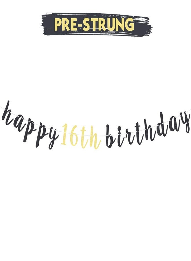 LINGTEER Happy 16th Birthday Party Decorations,16th Birthday Glitter Garland Banner - Cheers to Sixteen Years Old Bday Party Backdrop Decoration Sign. - Image 1