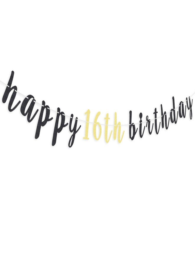 LINGTEER Happy 16th Birthday Party Decorations,16th Birthday Glitter Garland Banner - Cheers to Sixteen Years Old Bday Party Backdrop Decoration Sign. - Image 4