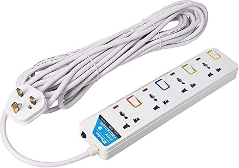 Narken TC E6-5 E-Series Extension Cord, 6 Ways 5 Meter Electric Universal Power Strip wire, 13A Fuse surge With Separate Single Switch and Indicate light, Max 13A, 3250W, AC 250V - Image 1
