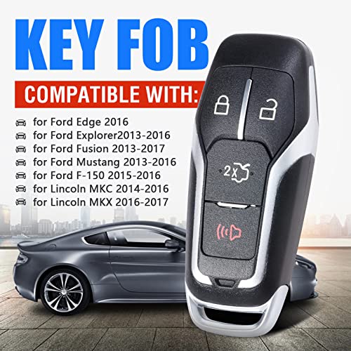 Keymall Remote Key Fob Case Shell Cover for Ford Edge/Explorer/Fusion/Mustang for Lincoln MKC/MKX(FCC ID:M3N-A2C31243300 P/N:164-R8108) 4 Buttons,Just A Key Shell - Image 2