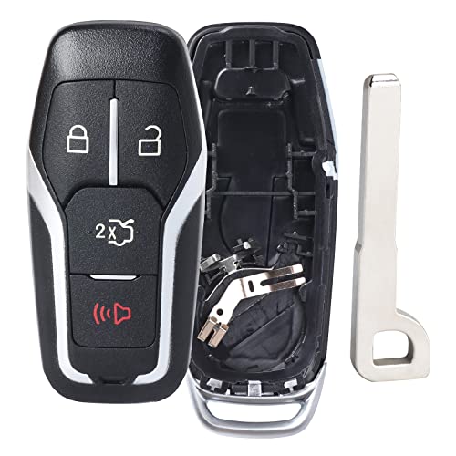 Keymall Remote Key Fob Case Shell Cover for Ford Edge/Explorer/Fusion/Mustang for Lincoln MKC/MKX(FCC ID:M3N-A2C31243300 P/N:164-R8108) 4 Buttons,Just A Key Shell - Image 1