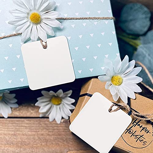 G2PLUS White Paper Gift Tags with String, 100PCS Square Hang Tags, 2.2 in Blank Present Label Tag for Gift Wrapping, Pricing, DIY Arts and Crafts, Christmas, Wedding Party Favors - Image 5
