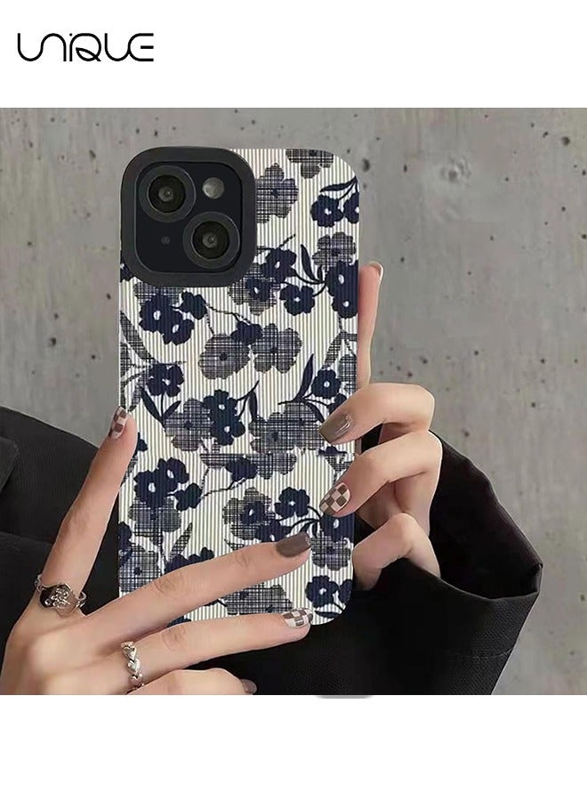 يونيك متوافق مع غطاء iPhone 15 ، نمط زهرة الفن اللطيف ، حماية الكاميرا الشاملة ، حافظة هاتف ناعمة مقاومة للصدمات TPU (زهرة سوداء) - Image 4
