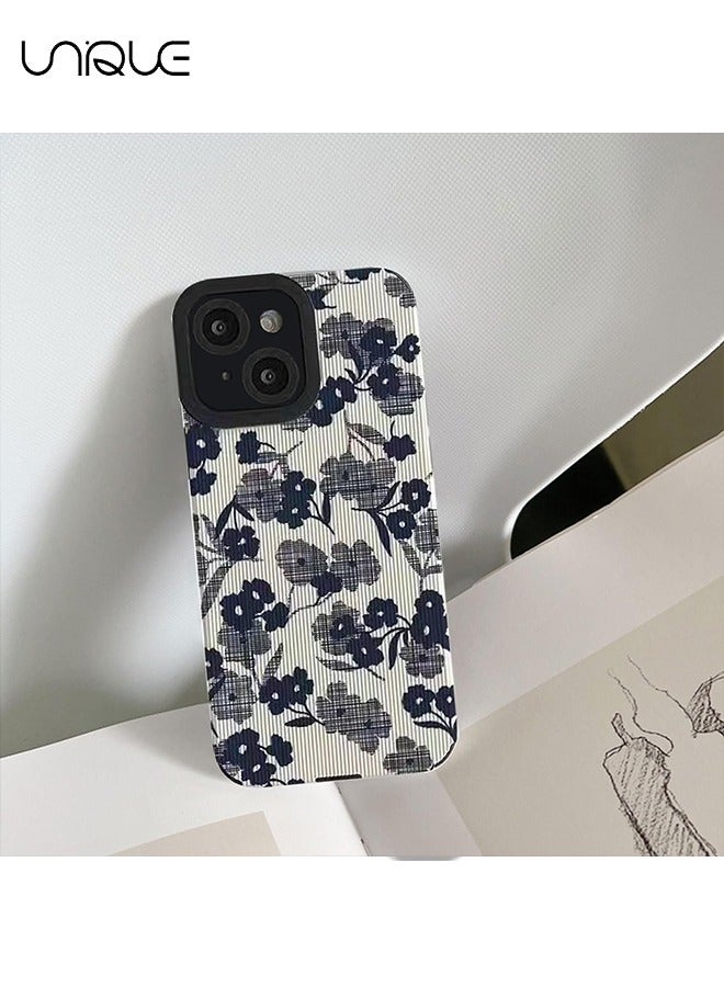 يونيك متوافق مع غطاء iPhone 15 ، نمط زهرة الفن اللطيف ، حماية الكاميرا الشاملة ، حافظة هاتف ناعمة مقاومة للصدمات TPU (زهرة سوداء) - Image 5