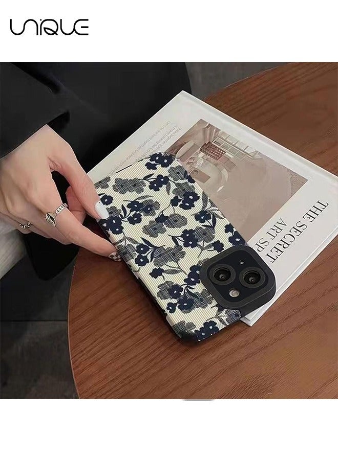 يونيك متوافق مع غطاء iPhone 15 ، نمط زهرة الفن اللطيف ، حماية الكاميرا الشاملة ، حافظة هاتف ناعمة مقاومة للصدمات TPU (زهرة سوداء) - Image 3