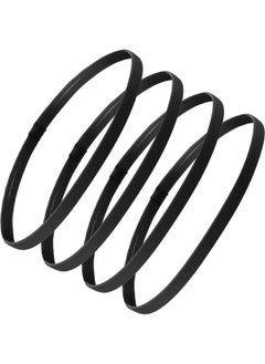 Bememo 4 Pieces Thick Non-Slip Elastic Sport Headbands Hair Headbands For Women And Men (Black)  - Image 1
