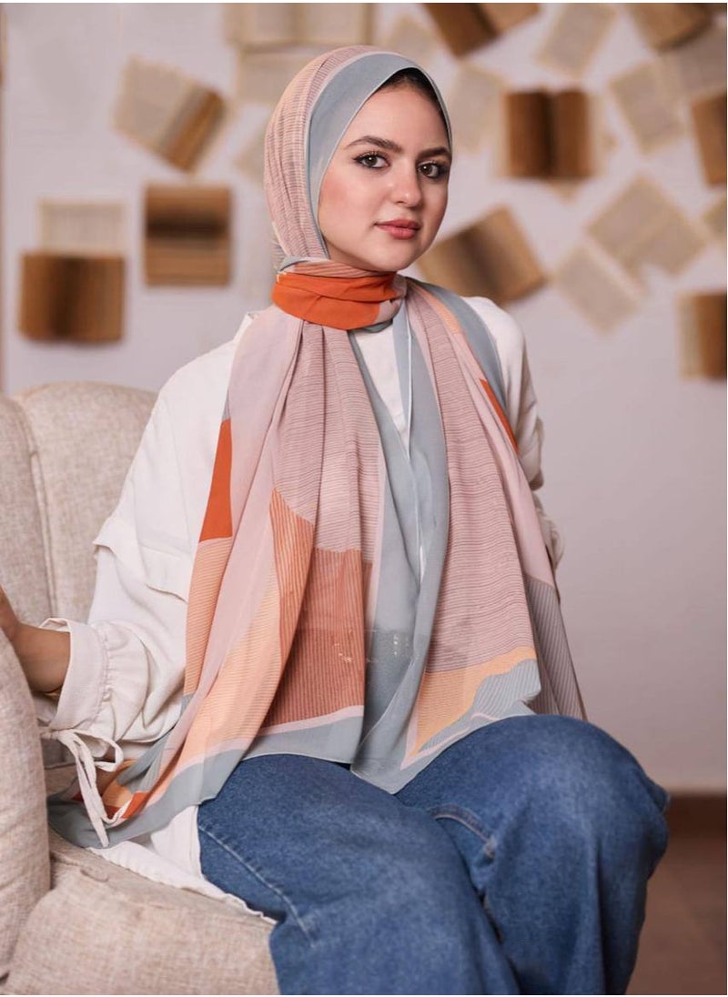 Generic - Digital Chiffon Crepe Scarf - Multicolor Hijab Scarf - Image 1