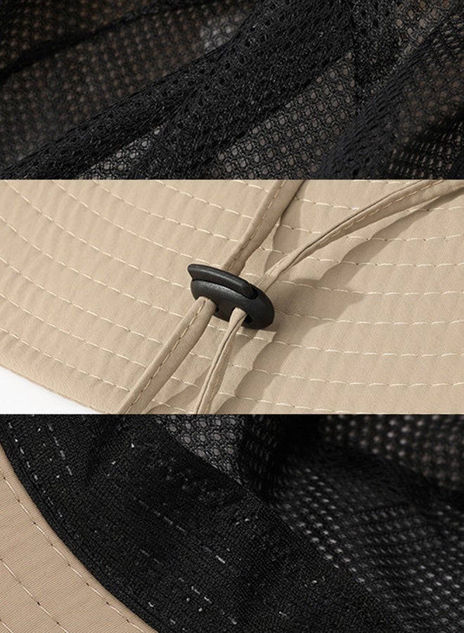 قبعة صياد واقية من الشمس لصيد الأسماك مقاومة للتآكل سريعة الجفاف قابلة للتنفس مضادة لرذاذ الماء ذات حافة كبيرة لون كاكي - Image 4