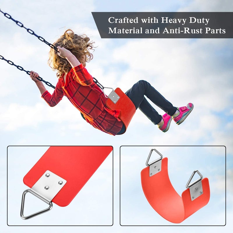 REZNOR Heavy Duty Flexible EVA Swing Seat with Metal Triangle Ring for Kids & Adults - Red | 300KG Weight Limit - Image 2