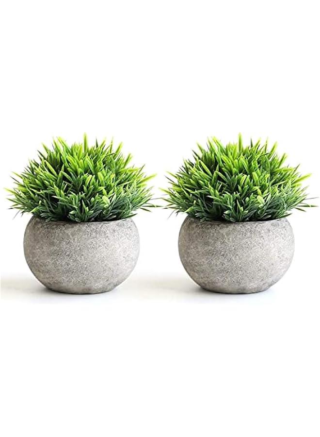 يوليجو 2 Pcs Fake Plants for Bathroom/Home Office Decor, Small Artificial Faux Greenery for House Decorations (Potted Plants) - Image 1