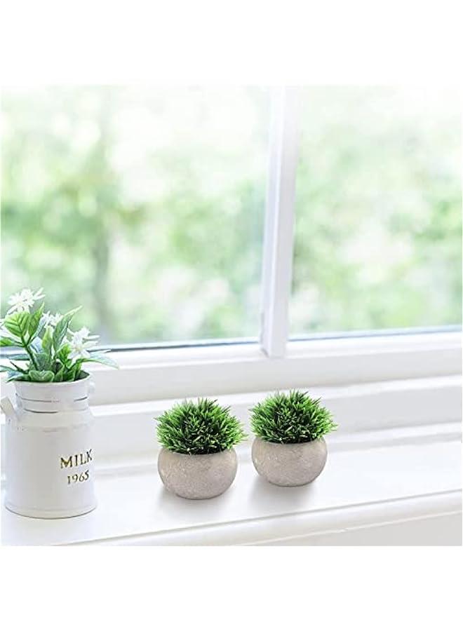 يوليجو 2 Pcs Fake Plants for Bathroom/Home Office Decor, Small Artificial Faux Greenery for House Decorations (Potted Plants) - Image 2