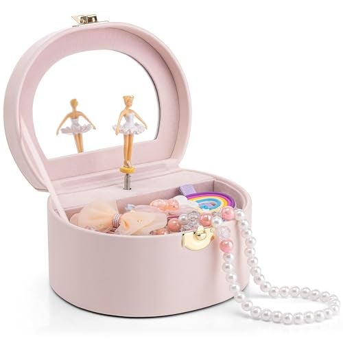 Vlando Musical Jewelry Box for Girls - Birthday for Girls Ages 4 5 6 7 8-12 Year Old - Kid Music Box with Ballerina for Birthday Bedroom Decor - Light Pink - Image 1