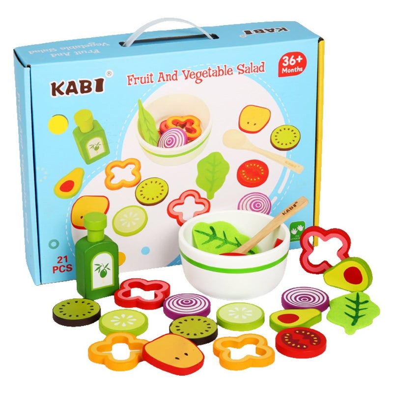 Wooden Kids Kitchen Pretend Playset Fruit and vegetable salad suit