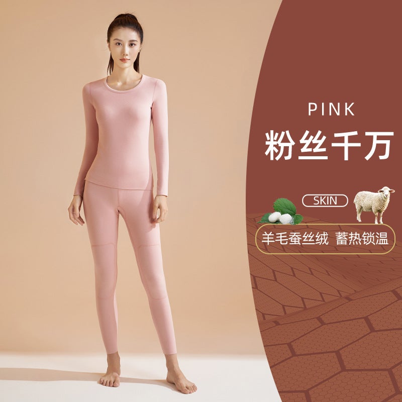 Juyitang'S New Black Gold Cashmere Silk Thickeneded Autumn Clothes And Long Trousers High Elastic Round Neck Suit Thermal Intimates - Image 1
