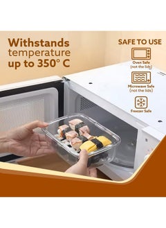 AGARO AGARO Borosilicate Glass Containers with Lids, 3 pcs Set, 370ml, 640ml &1040ml, Kitchen, Microwave, Oven & Freezer Safe, Baking Dish, Rectangle, Baking Tray, Scratch Resistant, Transparent  - Image 4