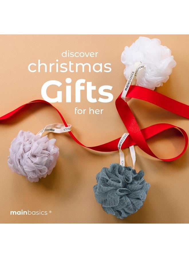 MainBasics Bath Shower Loofah Sponge Pouf Body Scrubber Exfoliator Body Wash Sponge (Set Of 3, Airy Blossom) - Image 2