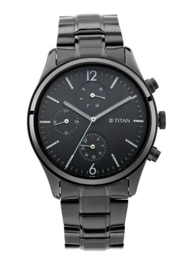 TITAN Titan Workwear Quartz Multifunction Watch for Men Black Dial With Metal Strap  - Image 1