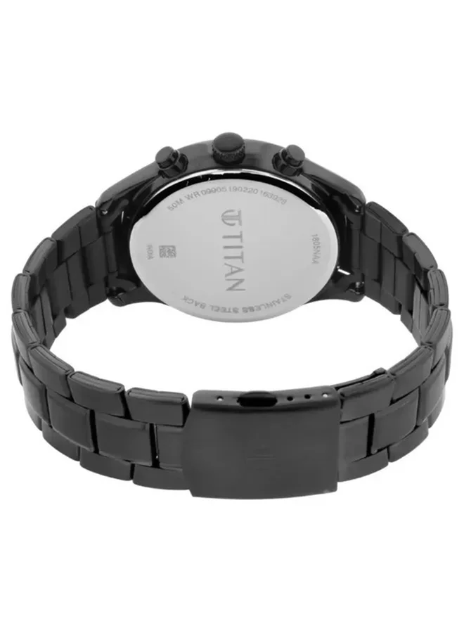 TITAN  Titan Workwear Quartz Multifunction Watch for Men Black Dial With Metal Strap  | Best Price UAE