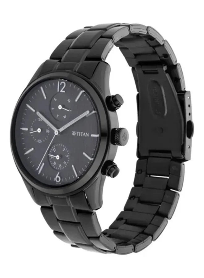 TITAN  Titan Workwear Quartz Multifunction Watch for Men Black Dial With Metal Strap  | Best Price UAE