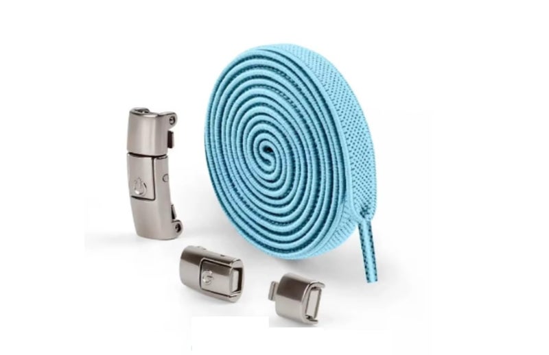 BHOOLU&GOOLU Elastic No Tie Shoelaces with Metal Press Lock - (100cm*8mm) - Blue - 1 Pair/Box - Image 1