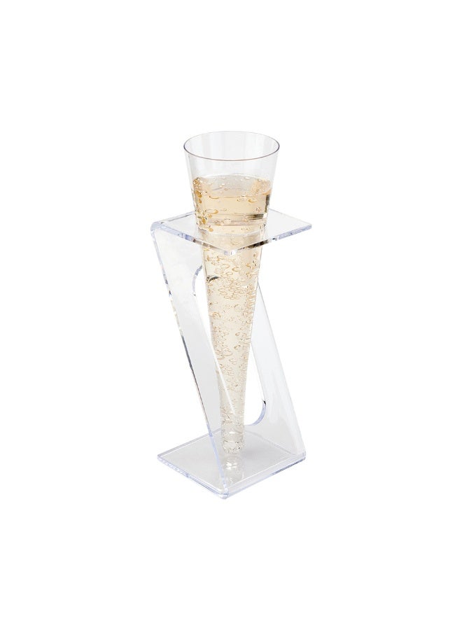 Restaurantware Stands For 2.5 and 4 Ounce Champagne Flutes, 100 Disposable Stands For Party Toasting Glasses - Flutes Sold Separately, Sturdy, Clear Plastic Stands For Disposable Mimosa Glasses,  - Image 2