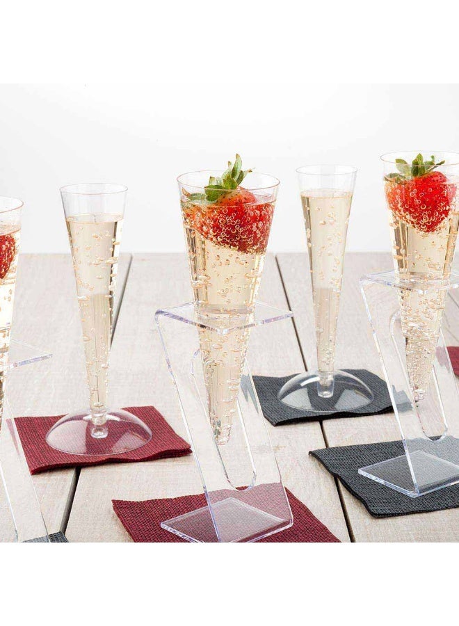Restaurantware Stands For 2.5 and 4 Ounce Champagne Flutes, 100 Disposable Stands For Party Toasting Glasses - Flutes Sold Separately, Sturdy, Clear Plastic Stands For Disposable Mimosa Glasses,  - Image 3