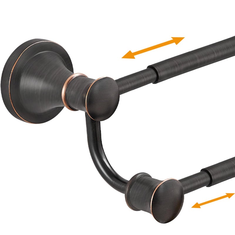 Hoimpro Adjustable Retractable 15-27 Inches Stainless Steel Bathroom Towel Bar, Bathroom Accessories Bath Hotel Double Towel Bar Rod Hanger Wall Mounted Towel Holder Towel Rack, Oil Rubbed Bronze - Image 1